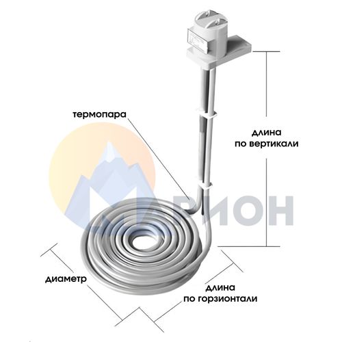 ТЭН фторопластовый, PTFE оболочка, модель HXFL, 1000Вт, 220В, 305мм, D 155мм