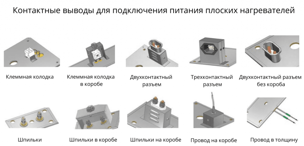 Контактные выводы для подключения плоских нагревателей